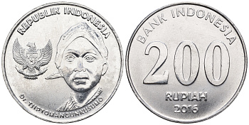 Индонезия 200 рупий 2016 Чипто Мангункусумо KM 72 алюминий  UNC  M58-16