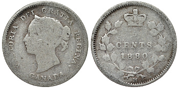 Канада 5 центов 1880 Виктория (1837-1901) серебро 4588-1133
