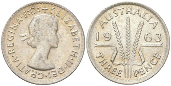 Австралия 3 пенса 1963 Елизавета II (1952-2022) KM 57 серебро 4623-126