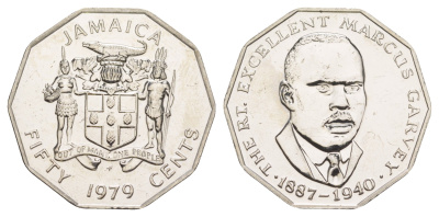 Ямайка 50 центов 1979 Маркус Гаврей (1887-1940) KM 70 медно-никель BU 91-1023