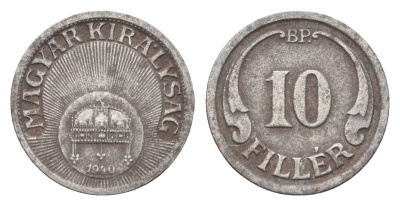Венгрия 10 филлеров 1940 BP KM 507a железо 4665-735