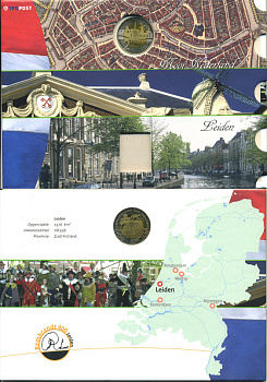 НИДЕРЛАНДЫ ЖЕТОН В БУКЛЕТЕ 2006 СЕРИЯ ГОЛЛАНДСКИЕ ГОРОДА, ПРОВИНЦИЯ ЮЖНАЯ ГОЛЛАНДИЯ, 400 ЛЕТ РЕМБРАНТУ, 2 РЕМБРАНТА биметалл UNC 06-081-43