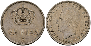 Испания 25 песет 1983 Хуан Карлос I (1975-2014) KM 824 медно-никель 4165-1016