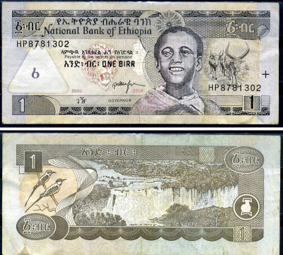 Эфиопия 1 быр ED 2000 AD 2008 Pick 46 e бумага 8592-10-2-2