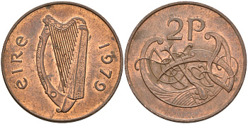 Ирландия 2 пенса 1979 птичка KM 21 бронза 4561-1217