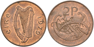 Ирландия 2 пенса 1979 птичка KM 21 бронза 4561-1217