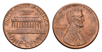 США 1 цент 1985 Авраам Линкольн KM 201b цинк плакированный медью 4613-651