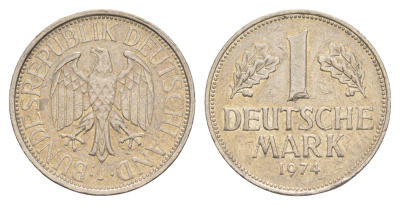 ФРГ 1 марка 1974 J KM 110, J. 385 медно-никель 4641-841