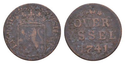 Нидерланды, Голландская Республика, Оверэйсел 1 дуит 1741 KM 90 медь 4655-544