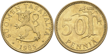 Финляндия 50 пенни 1985 N KM 48 алюминиевая бронза 4563-444