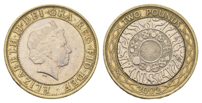 Великобритания 2 фунта 2002 Елизавета II (1952-2022) KM 994, Spink 4570 (K9) биметалл 77-1142