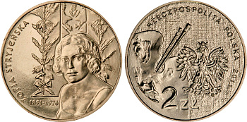 Польша 2 злотых 2011 MW, серия художники Польши, София Стриенская (1891-1976) KM 764 нордик UNC 4676-754