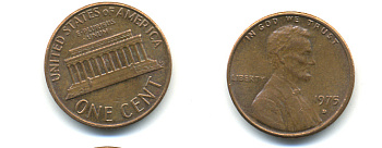 США 1 ЦЕНТ 1975 D, ЛИНКОЛЬН KM 201 медь цинк 179-332