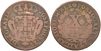 Португалия 10 реалов 1765 Жозе I (1750-1777) KM 243 медь 221-1043