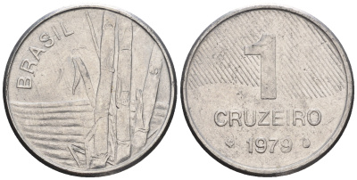 Бразилия 1 крузейро 1979 сахарный тростник KM 590 нержавеющая сталь 87-522