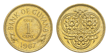 Гайана 1 цент 1967 Республика KM 31 никель латунь UNC 4659-518