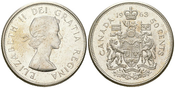 Канада 50 центов 1963 KM 56 серебро UNC 68-911