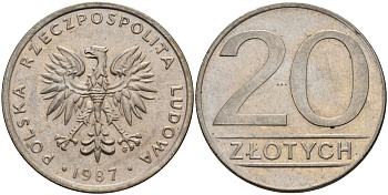 Польша 20 злотых 1987 MW Y 153.1 медно-никель 4187-715