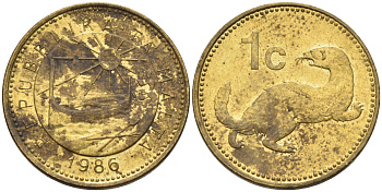 Мальта 1 цент 1986 ласка, горностай KM 78 никель латунь 4585-1143