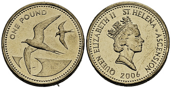Острова Святой Елены и Вознесения 1 фунт 2006 ласточки KM 17 никель латунь UNC 00-00