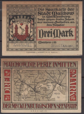 Мальхов 3 марки 1922 DeNG 2 863.2a-5/5 бумага UNC (пресс) 8613-54-3-2