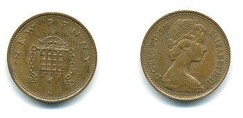 Великобритания 1 пенни 1978 Елизавета II (1952-2022) KM 915, Spink 4237 (B1) бронза 540-219