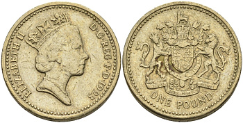 Великобритания 1 фунт 1993 Елизавета II (1952-2022) KM 964, Spink 4336 никель латунь 81-921