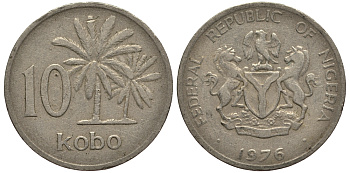 Нигерия 10 кобо 1976 пальмы KM 10.1 медно-никель 4182-342