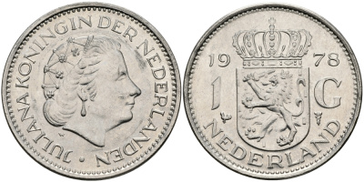 Нидерланды 1 гульден 1978 Юлиана (1948-1980) KM 184a никель 94-646