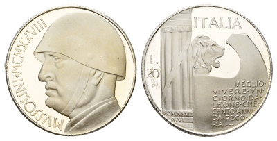 Италия фентезийная монета - жетон - 20 лир 1928 диаметр 35,5 мм, вес 14,2 гр никель UNC 4667-1024