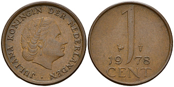 Нидерланды 1 цент 1978 Юлиана (1949-1980) KM 180 бронза    4598-263
