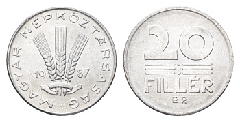 Венгрия 20 филлеров 1987 BP KM 573 алюминий 4668-114