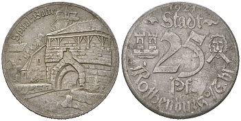 Ротенбург-об-дер-Таубер 25 пфеннигов 1921 Больница Бастай Funck 453.7i, Men18 27506.10 железо 28-1152