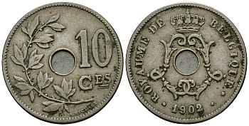 Бельгия 10 сантимов 1902 Belgique KM 48 медно-никель 4172-717