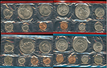 США официальные наборы из 13 монет 1974 D, P, Джон Кеннеди, Эйзенхауэр, лунный орел KM MS 134   UNC  8-2-03-25