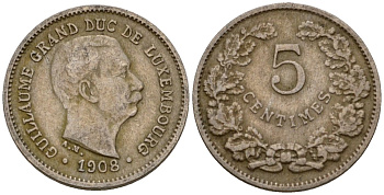 Люксембург 5 сантимов 1908 Вильгельм IV (1905-1912) KM 26 медно-никель 4602-344