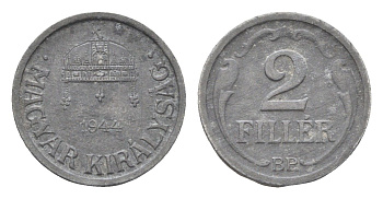 Венгрия 2 филлера 1944 BP KM 519 цинк 4665-563