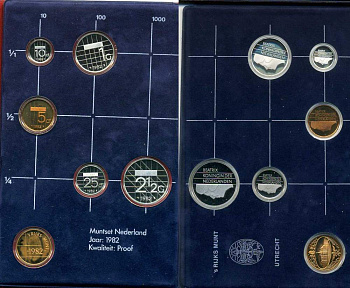 Нидерланды госнабор из 5 монет + жетон 1982 медно-никель PROOF 7-5-1-27