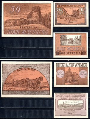 Везенберг в Мекленбурге (Мекленбург-Стрелиц) набор из 3 нотгельдов 1921 2193-51-3-2