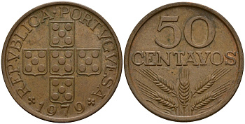 Португалия 50 сентаво 1979 KM 596 бронза 4156-535