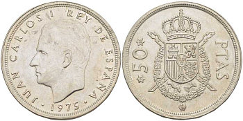 ИСПАНИЯ 50 ПЕСЕТ 1975 (80) ХУАН КАРЛОС I (1975-) KM 809 медно-никель 4403-425