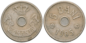 Румыния 5 бань 1905 Кароль I (1881-1914) KM 31 медно-никель 4615-345