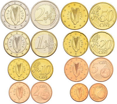 Ирландия евронабор из 8 монет 2002 монеты в капсулах 1-4-3-34