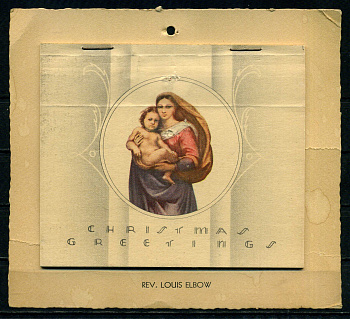 США календарь за 1948 (будет совпадать с 2026 годом) 1947 с обозначением христианских праздников, изображение Мадонны с Младенцем 1-3-1-03