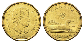 Канада 1 доллар 2012 Елизавета II (1952-2022), утка KM 1255 никель плакированная бронзой UNC 4678-1234