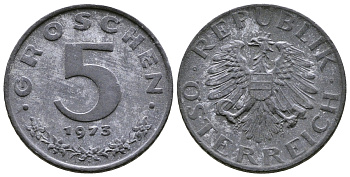 АВСТРИЯ 5 ГРОШЕЙ 1973 KM 2875 цинк 57-1314