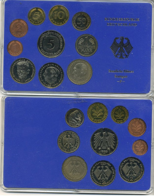 ФРГ государственный набор из 10 монет 1983 F    PROOF  3-5-3-10