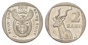 ЮАР 2 ранда 2010 KM 498 медь плакированная никелем 4628-242