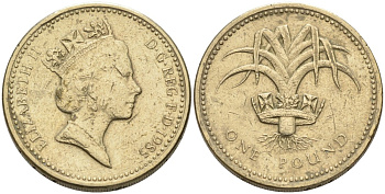 Великобритания 1 фунт 1985 Елизавета II (1952-2022) KM 941, Spink 4331 никель латунь 88-123