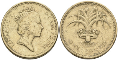 Великобритания 1 фунт 1985 Елизавета II (1952-2022) KM 941, Spink 4331 никель латунь 88-123